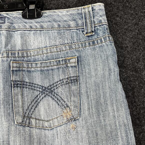 Vintage 2000s Y2K Low Rise Denim Micro Mini Skirt Embroidered Retro Festival 34" - Picture 6 of 9